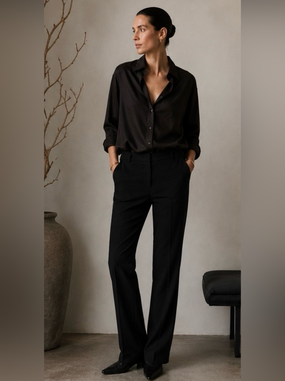 Karl Lagerfeld Black Tailored Straight-Leg Trousers Size 6